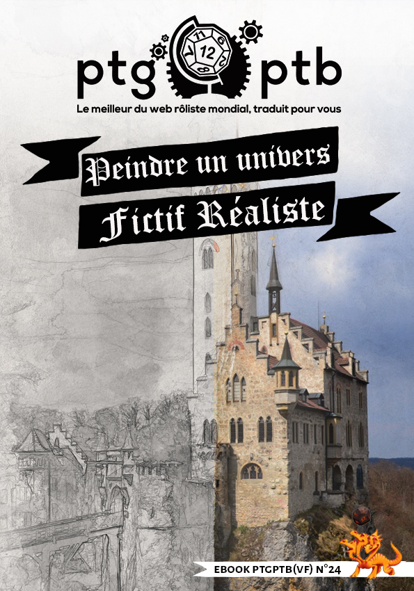 Couverture : chateau, partie gauche dessinée, partie droite photographique