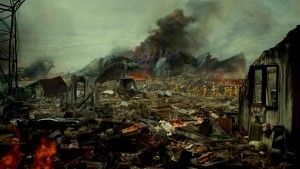Images d'une ville en ruine après une catastrophe